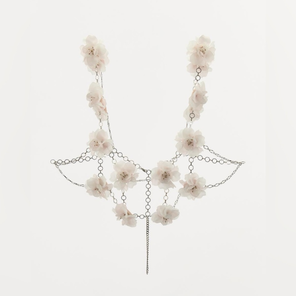 Zara Beaded Floral Metal Top